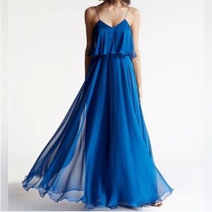 Halston Heritage blue chiffon gown